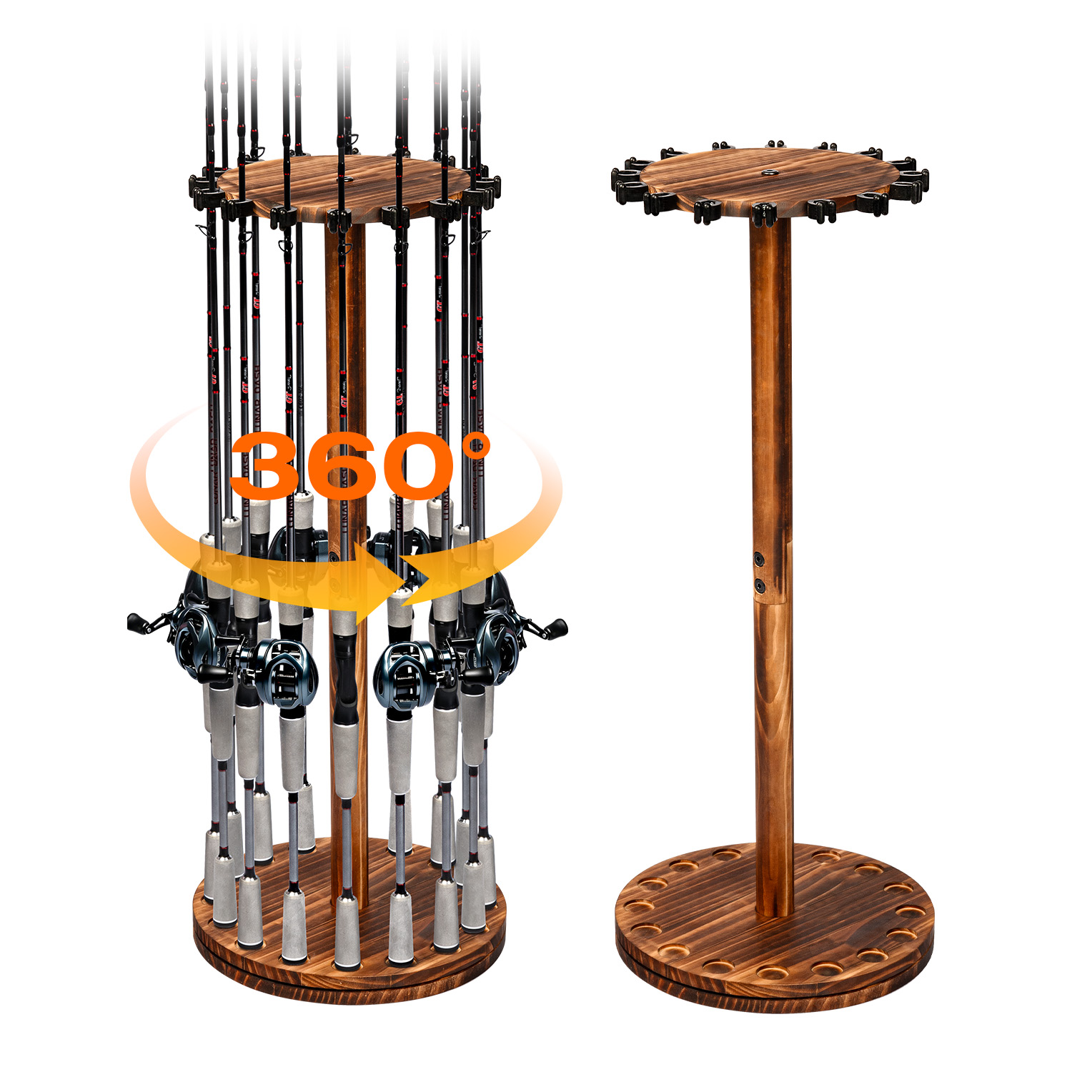 Woodworking Show - Okrągły, karbonizowany drewniany uchwyt na wędki,