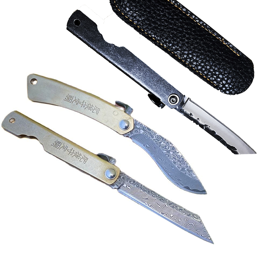 Woodworking Japanese Tools - Nóż składany Higonokami, japońska stal damasceńska,